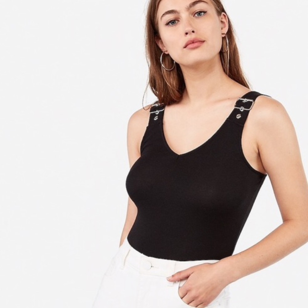 Express Buckled Crop Cropped V-neck Tank Top XS NWT